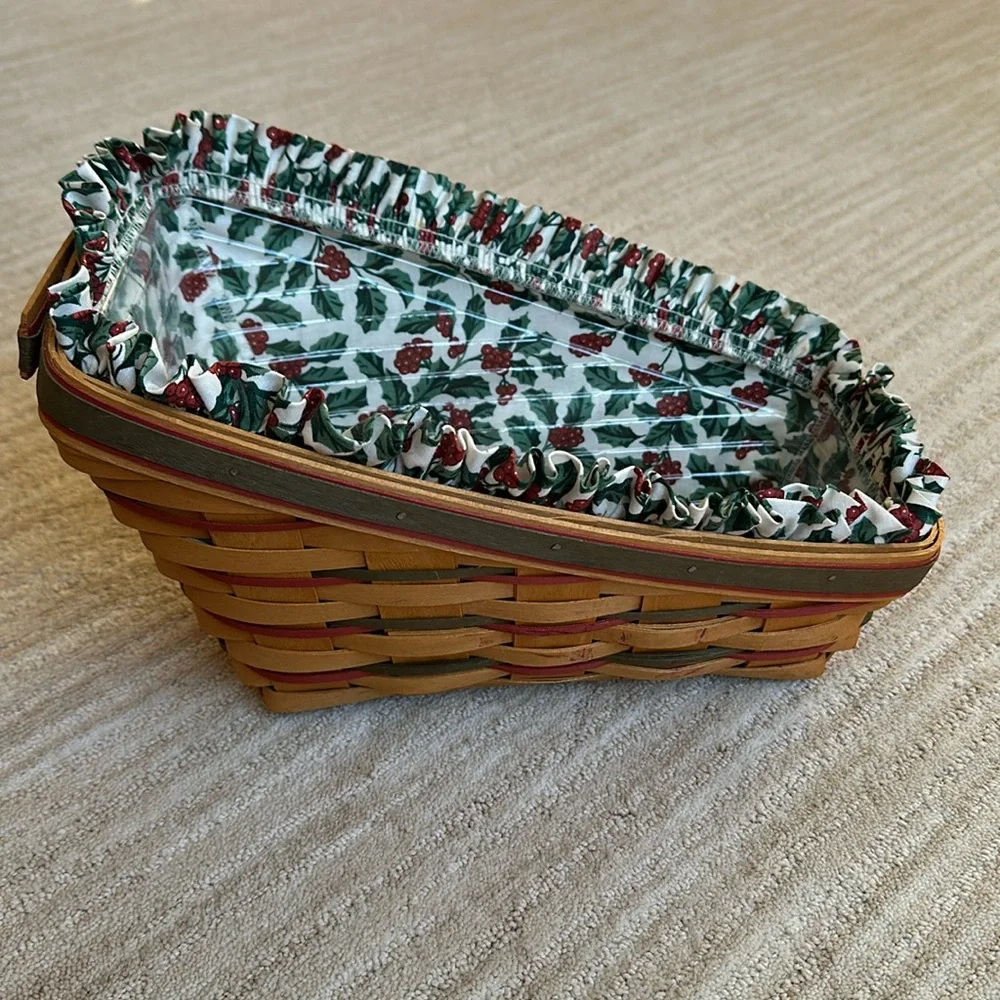 Longaberger Holiday Sleigh Basket Large Slanted | Vegetable With Liner Protecter